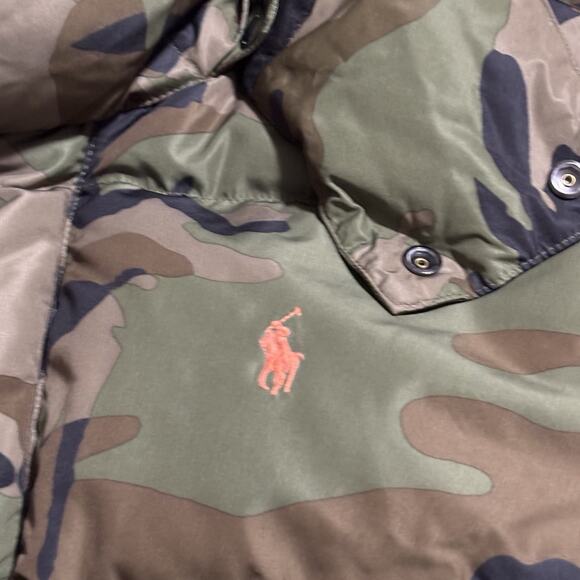 NEW Polo Ralph Lauren Camo Puffer Down Fill Jacket Coat Detachable Hood LARGE - Picture 6 of 10